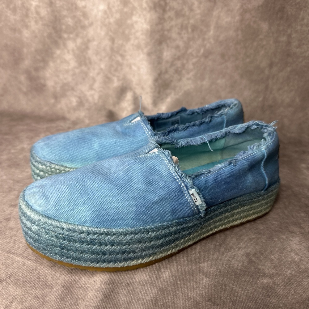 Women's Shoes TOMS VALENCIA Slip On Platform Espadrilles 10019798 LIGHT BLUE Sz8